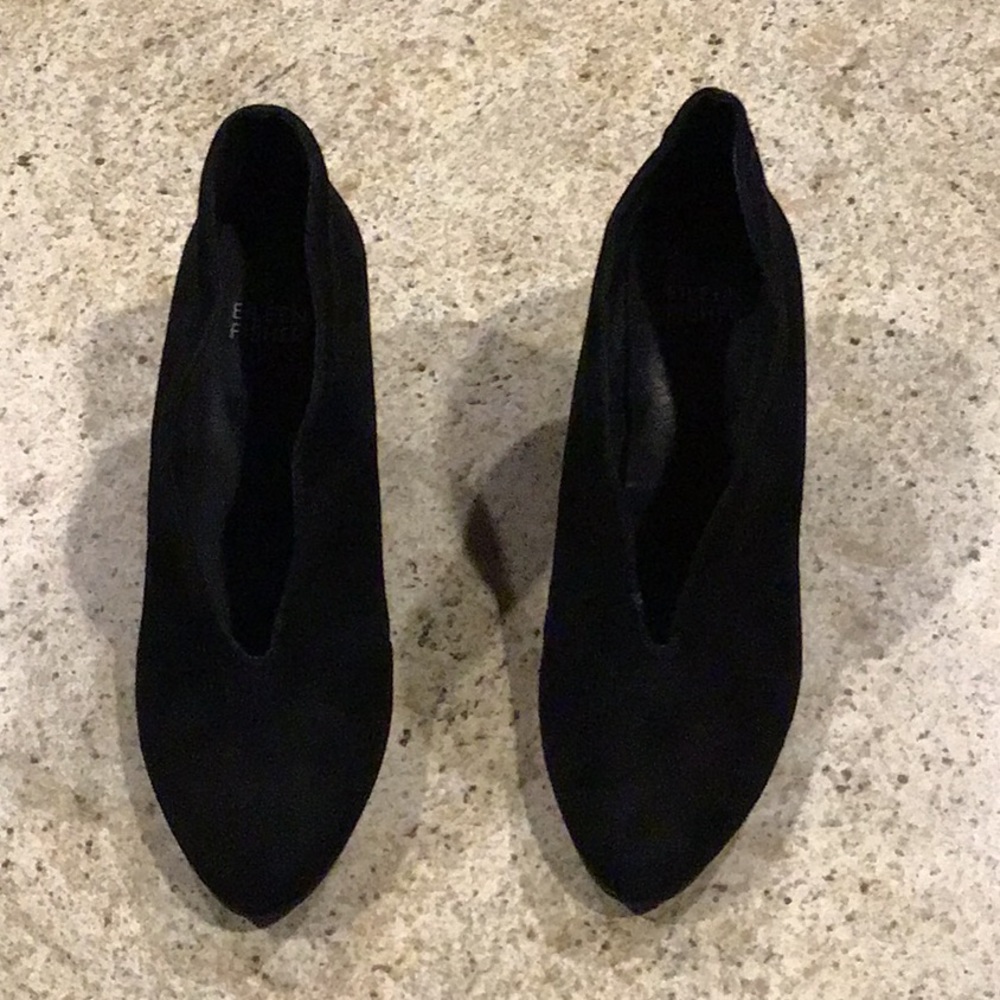 Eileen Fisher black leather wedge ankle boot 6.5